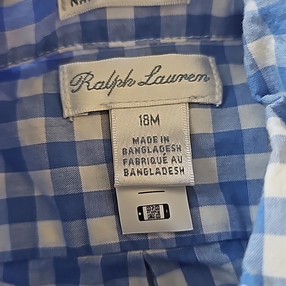 RALPH LAUREN Checkered Button Down Shirt - 18 Months - Picture 5 of 6